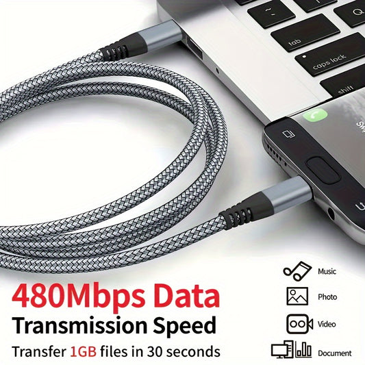 60W Fast Charge & Data Sync Cable - 3ft/6ft/10ft Braided - Universal For IPhone 15 Plus Pro Max, Android, Laptops - USB-C To USB-C Cable Birthday, Christmas, Festival, New Year's Gift