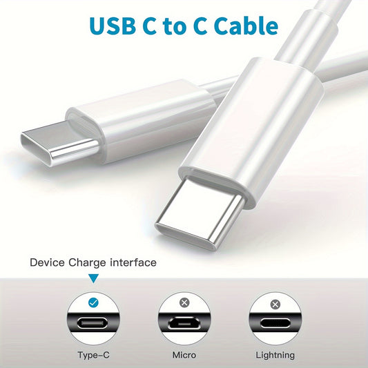 10ft USB C to USB C Cable, 60W USB Type C Fast Charging Cable, Compatible with Apple for iPhone for SamSung for MacBook for iPad Google etc