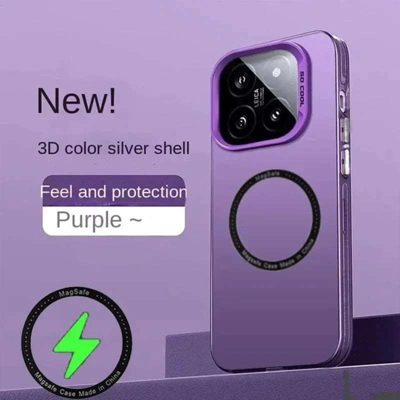 Luxury For Magsafe Wireless Charging Matte Frosted Case For Xiaomi 14 13 13T 14TPro Semi-Transparent Shockproof Protection Cover