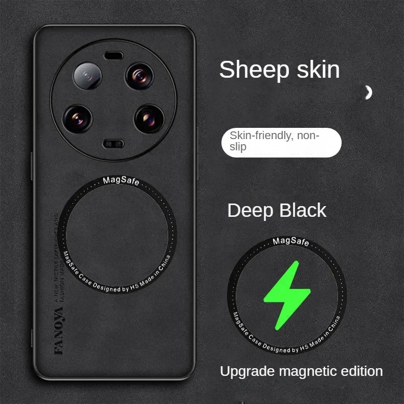 Magsafe Phone Case For xiaomi 14 ultra mi 14 pro funda Magnetic Wireless Charge Leather Cover Cases