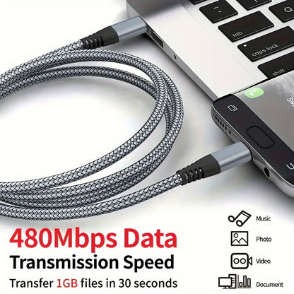 60W Fast Charge & Data Sync Cable - 3ft/6ft/10ft Braided - Universal For IPhone 15 Plus Pro Max, Android, Laptops - USB-C To USB-C Cable Birthday, Christmas, Festival, New Year's Gift