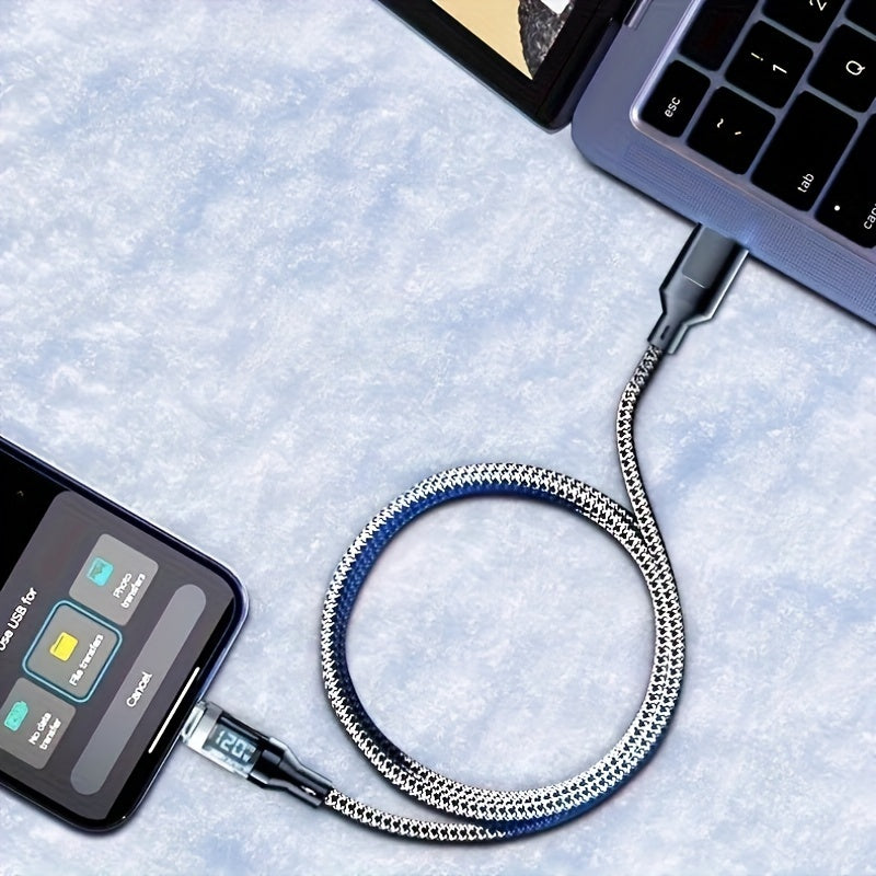 120W Super Fast Charging USB-C Cable with Real-time Digital Display and LED Screen