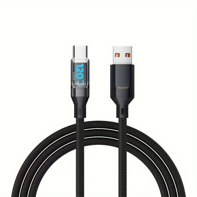120W Super Fast Charging USB-C Cable with Real-time Digital Display and LED Screen