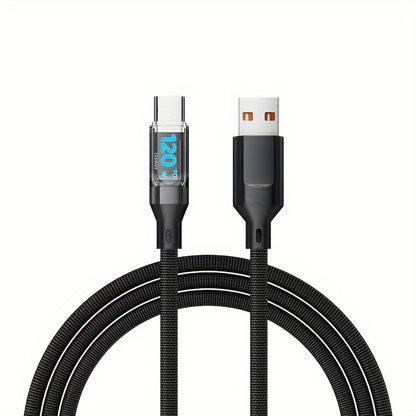 120W Super Fast Charging USB-C Cable with Real-time Digital Display and LED Screen