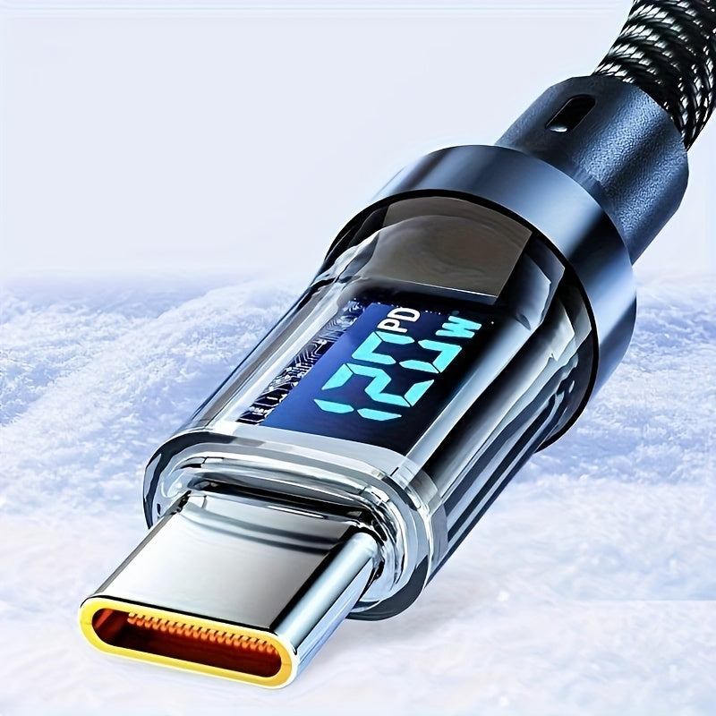 120W Super Fast Charging USB-C Cable with Real-time Digital Display and LED Screen