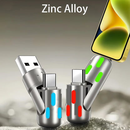 4in 1 USB C Cable Anti-Tangle Fast Charging Data Sync Cable for Smartphone 240W Luminous Fast Charging/Data Transfer Cable