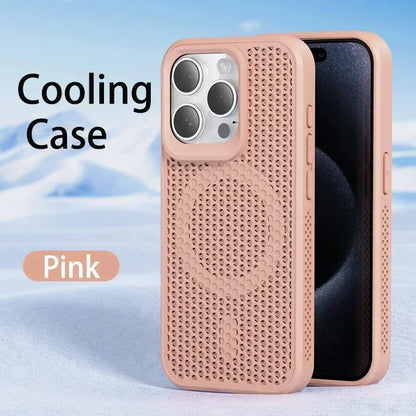 Cooling Heat Dissipation Phone Case For iPhone 17 16 15 14 13 12 11 Pro Max Plus Breathable Hard Back Magnetic Cover For Magsafe