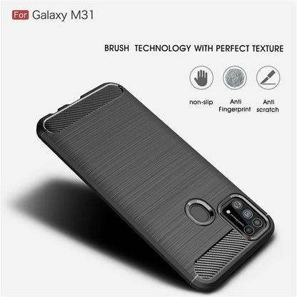For Cover Samsung Galaxy M21 Case Samsung M21 Capas Shockproof Carbon Fibre Phone Bumper Soft TPU Case For Samsung M21 Fundas