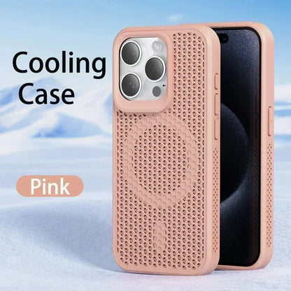Cooling Heat Dissipation Phone Case For iPhone 17 16 15 14 13 12 11 Pro Max Plus Breathable Hard Back Magnetic Cover For Magsafe