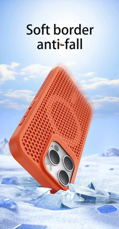 Cooling Heat Dissipation Phone Case For iPhone 17 16 15 14 13 12 11 Pro Max Plus Breathable Hard Back Magnetic Cover For Magsafe