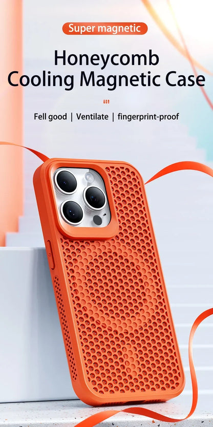 Cooling Heat Dissipation Phone Case For iPhone 17 16 15 14 13 12 11 Pro Max Plus Breathable Hard Back Magnetic Cover For Magsafe