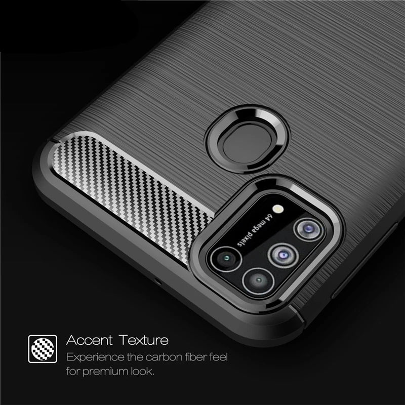 For Cover Samsung Galaxy M21 Case Samsung M21 Capas Shockproof Carbon Fibre Phone Bumper Soft TPU Case For Samsung M21 Fundas