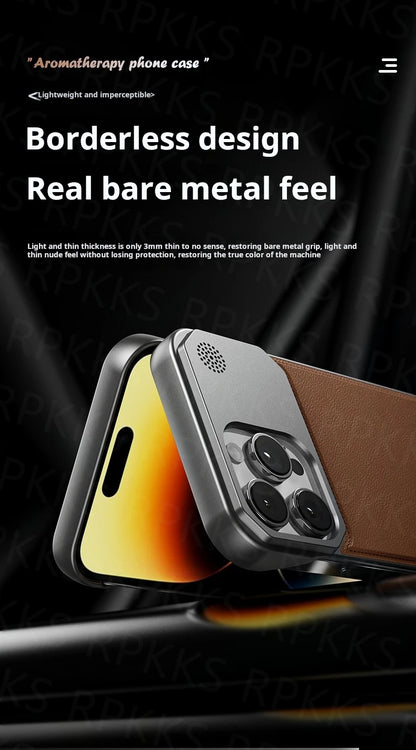 Business Aromatherapy Leather Case for iPhone 17 Air 16 15 14 Plus 13 12 11 Pro Max For Magsafe Magnetic Frameless Armor Cover