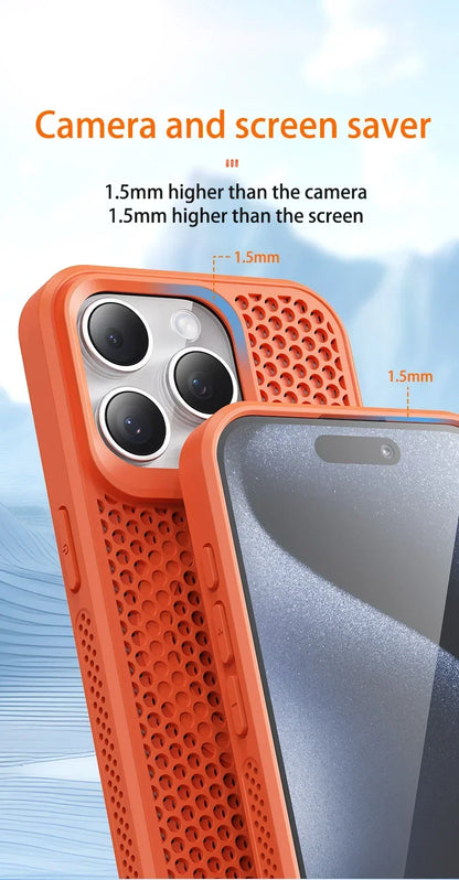 Cooling Heat Dissipation Phone Case For iPhone 17 16 15 14 13 12 11 Pro Max Plus Breathable Hard Back Magnetic Cover For Magsafe