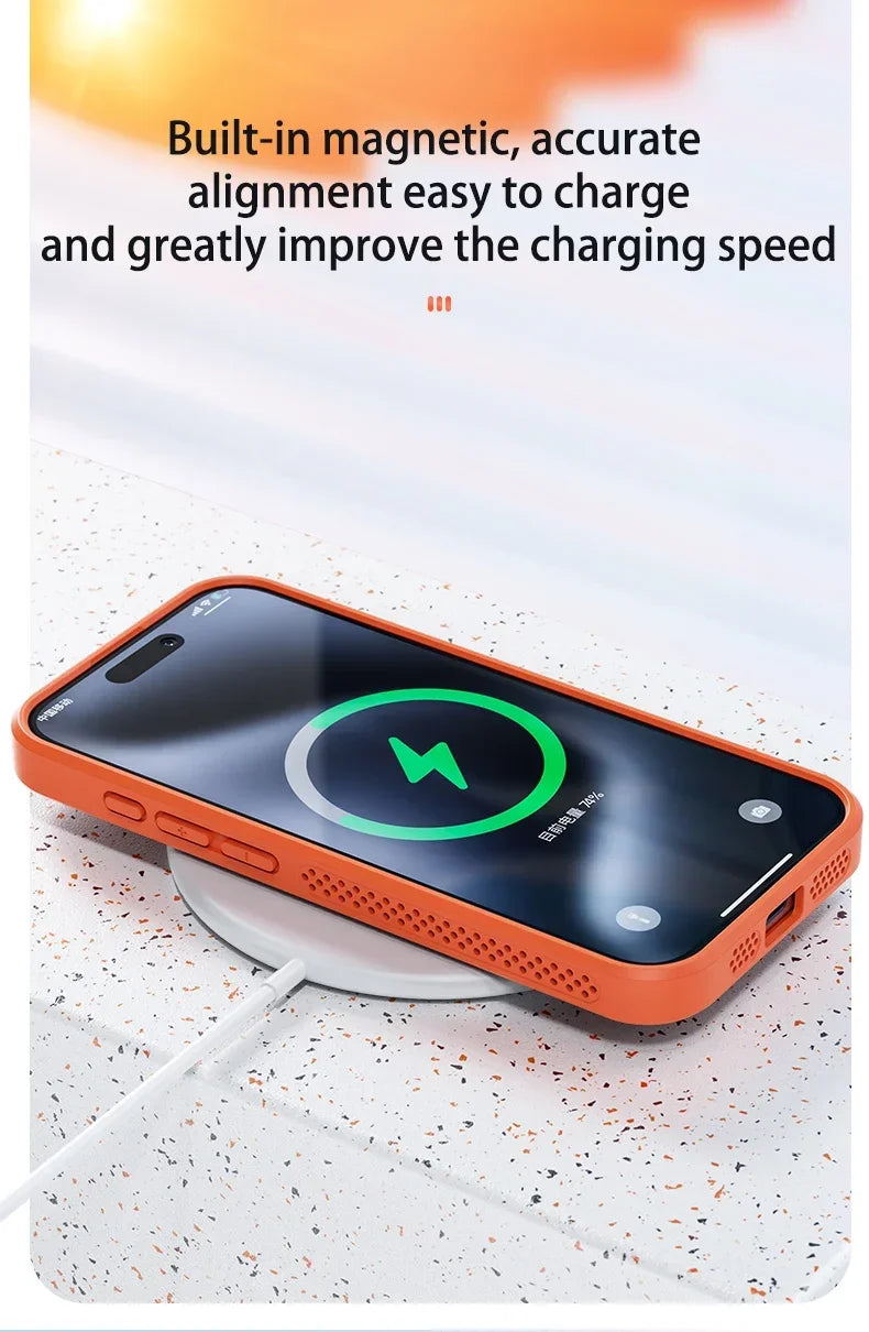 Cooling Heat Dissipation Phone Case For iPhone 17 16 15 14 13 12 11 Pro Max Plus Breathable Hard Back Magnetic Cover For Magsafe