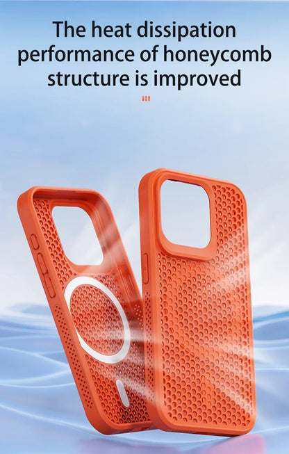 Cooling Heat Dissipation Phone Case For iPhone 17 16 15 14 13 12 11 Pro Max Plus Breathable Hard Back Magnetic Cover For Magsafe