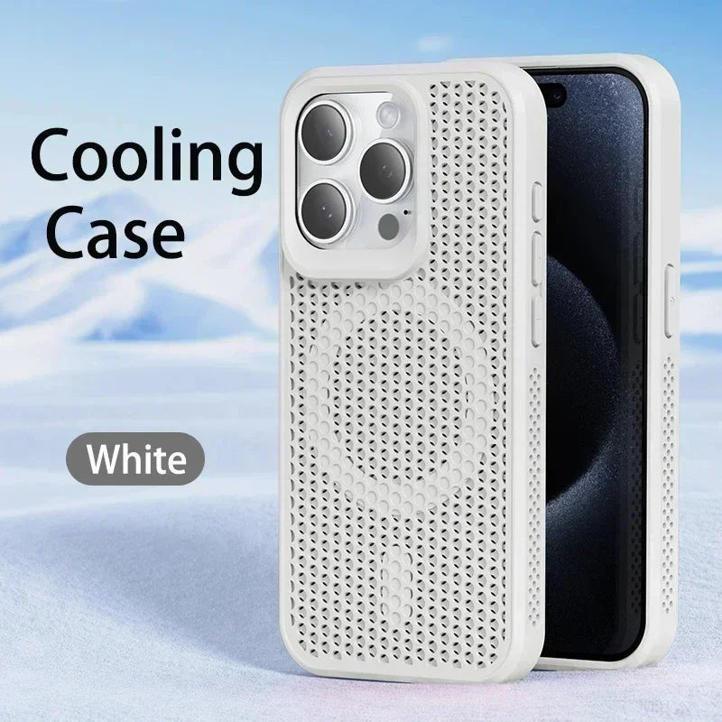 Cooling Heat Dissipation Phone Case For iPhone 17 16 15 14 13 12 11 Pro Max Plus Breathable Hard Back Magnetic Cover For Magsafe