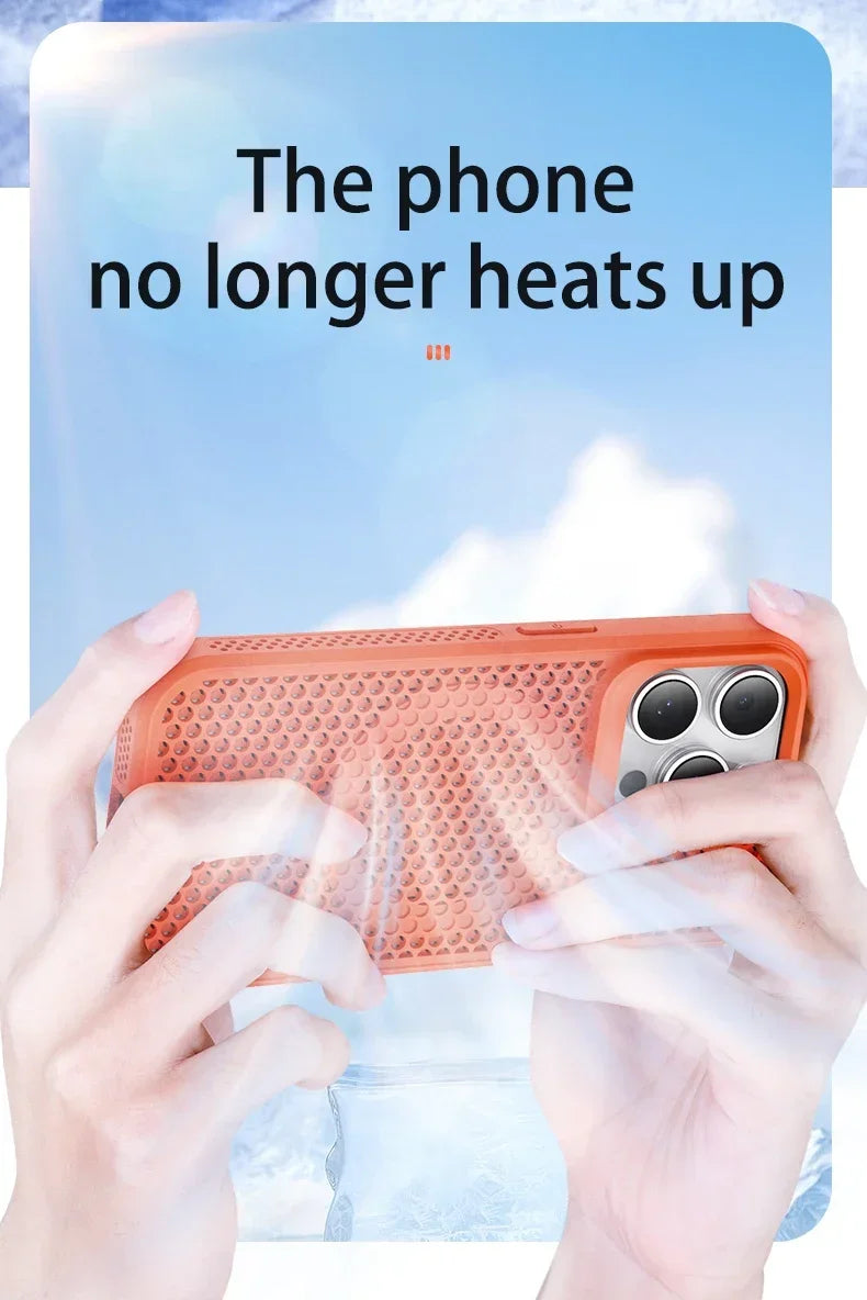 Cooling Heat Dissipation Phone Case For iPhone 17 16 15 14 13 12 11 Pro Max Plus Breathable Hard Back Magnetic Cover For Magsafe