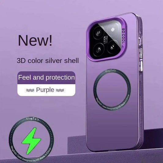 Luxury For Magsafe Wireless Charging Matte Frosted Case For Xiaomi 14 13 13T 14TPro Semi-Transparent Shockproof Protection Cover