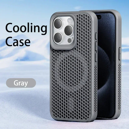 Cooling Heat Dissipation Phone Case For iPhone 17 16 15 14 13 12 11 Pro Max Plus Breathable Hard Back Magnetic Cover For Magsafe
