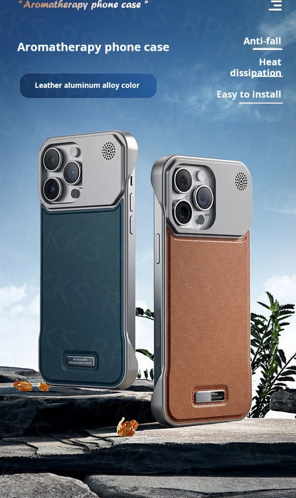 Business Aromatherapy Leather Case for iPhone 17 Air 16 15 14 Plus 13 12 11 Pro Max For Magsafe Magnetic Frameless Armor Cover