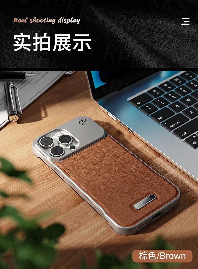 Business Aromatherapy Leather Case for iPhone 17 Air 16 15 14 Plus 13 12 11 Pro Max For Magsafe Magnetic Frameless Armor Cover