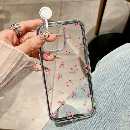 2 in 1 Candy Color Phone Case For iPhone 11 16 17 Pro Max 13 15 14 12 17 Air 17promax Soft TPU Transparent Flower Funda Cover