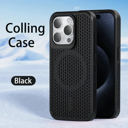 Cooling Heat Dissipation Phone Case For iPhone 17 16 15 14 13 12 11 Pro Max Plus Breathable Hard Back Magnetic Cover For Magsafe