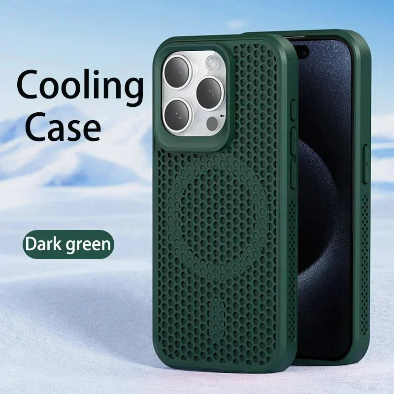 Cooling Heat Dissipation Phone Case For iPhone 17 16 15 14 13 12 11 Pro Max Plus Breathable Hard Back Magnetic Cover For Magsafe