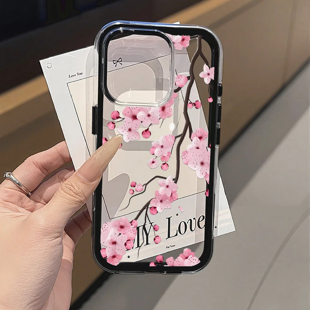 2 in 1 Candy Color Phone Case For iPhone 11 16 17 Pro Max 13 15 14 12 17 Air 17promax Soft TPU Transparent Flower Funda Cover