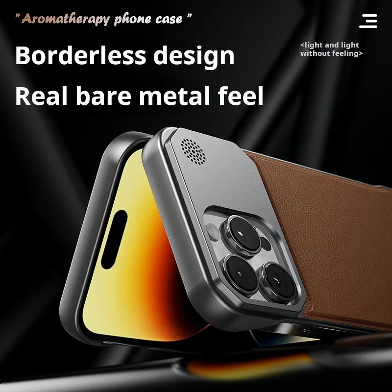 Business Aromatherapy Leather Case for iPhone 17 Air 16 15 14 Plus 13 12 11 Pro Max For Magsafe Magnetic Frameless Armor Cover