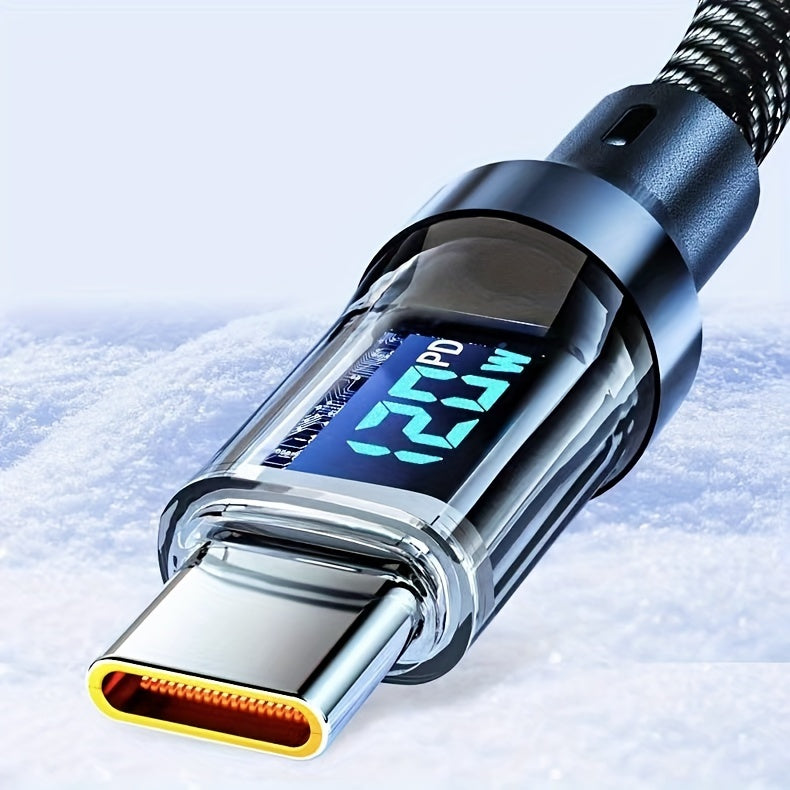 120W Super Fast Charging USB-C Cable with Real-time Digital Display and LED Screen